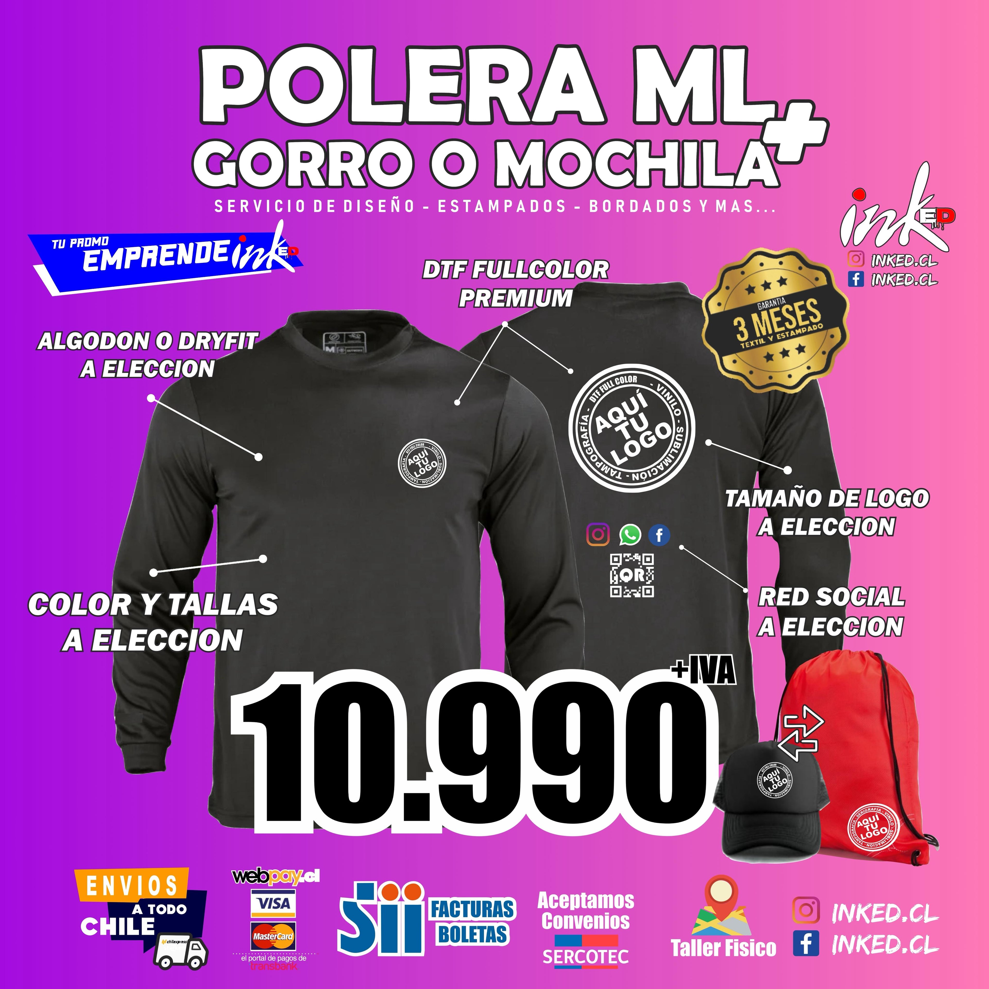 POLERA ML PERSONALIZADA DTF PREMIUM