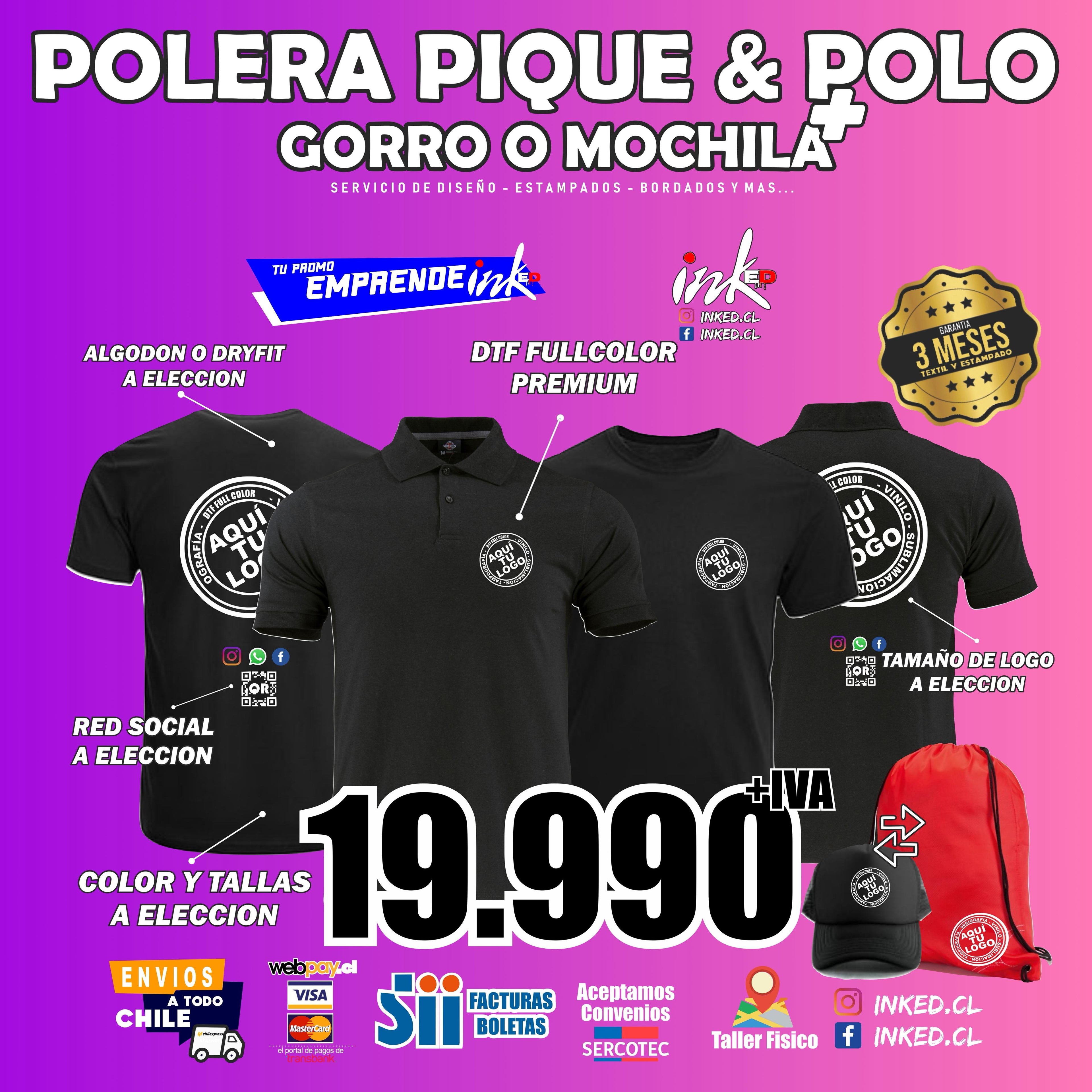 PACK PIQUE/POLO MC PERSONALIZADOS